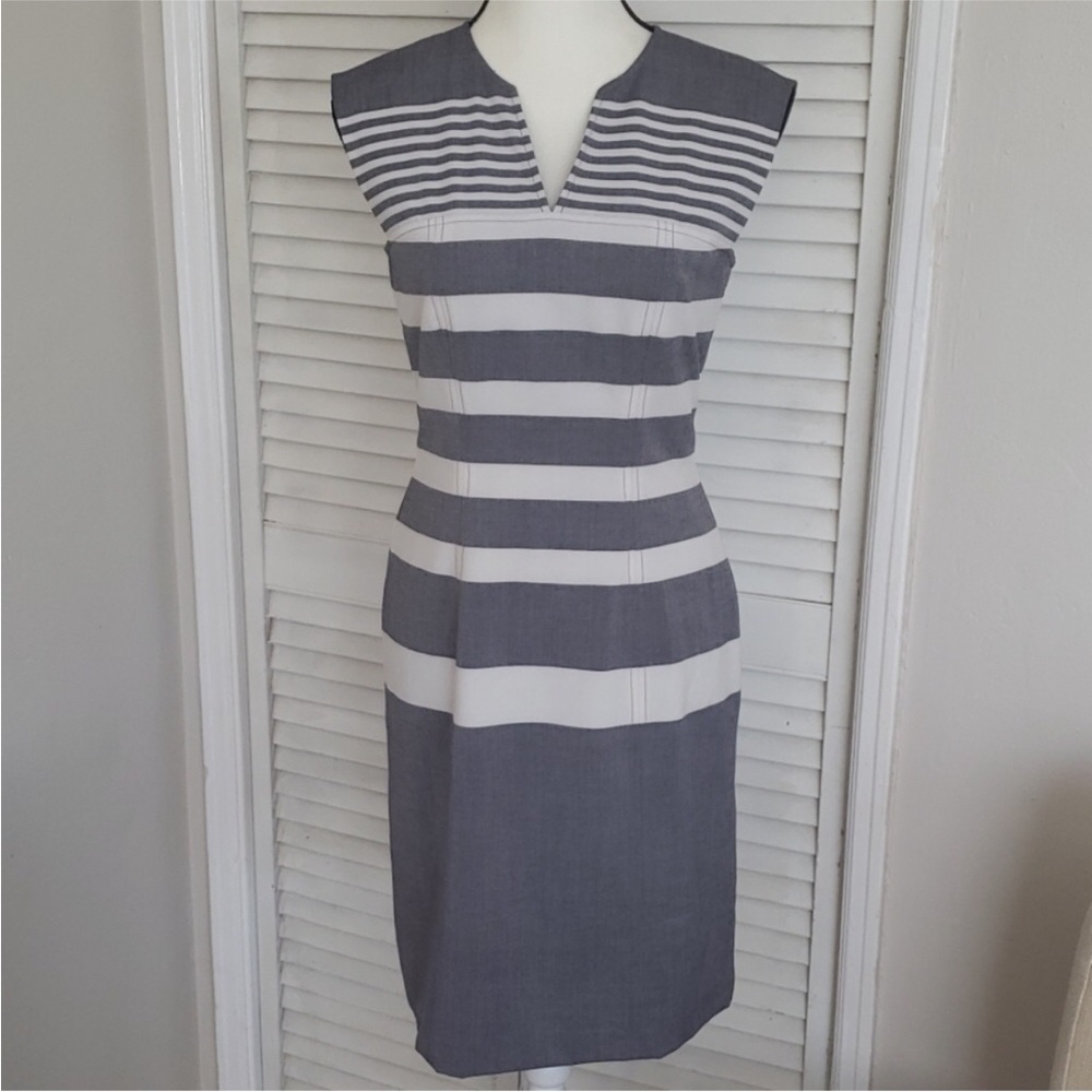 Tommy Hilfiger Nautical Denim Blue and White Striped Midi Dress - 6